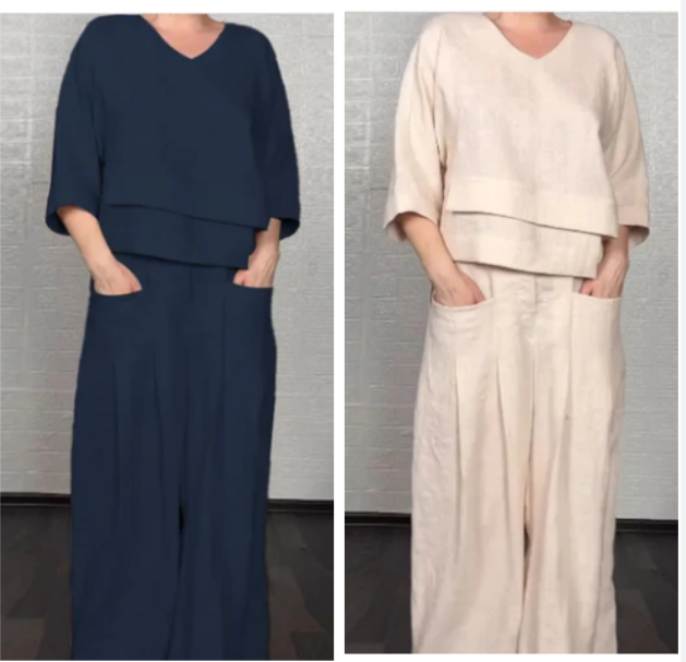 Soles | Completo a due pezzi in cotone e lino