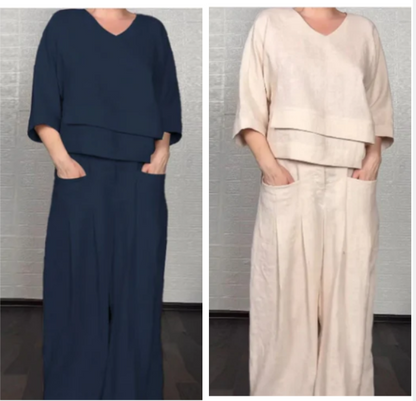 Soles | Completo a due pezzi in cotone e lino