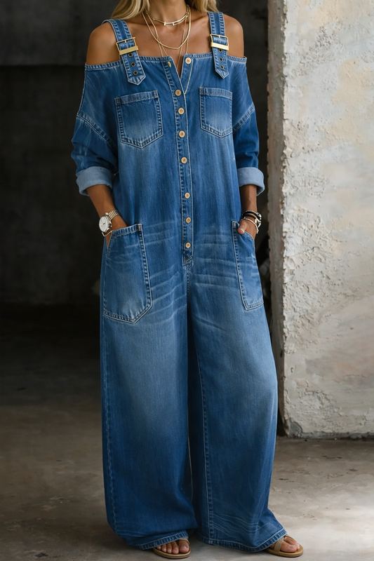 Sophian | Tuta in denim con spalle scoperte