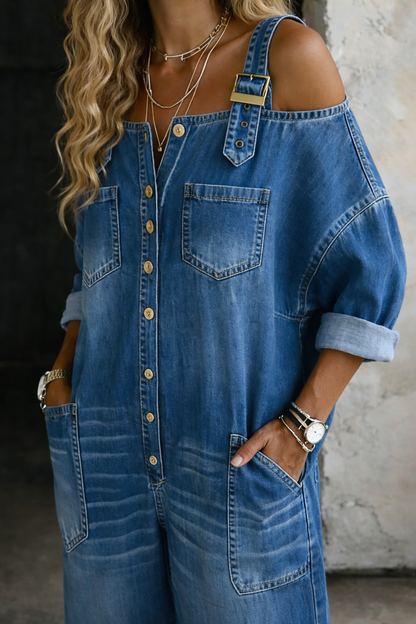 Sophian | Tuta in denim con spalle scoperte