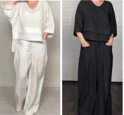 Soles | Completo a due pezzi in cotone e lino