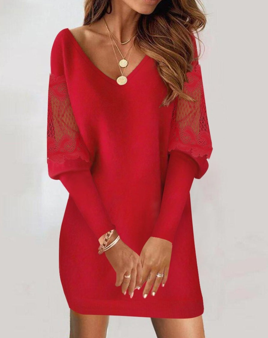 Eva - Abito elegante in pizzo con scollo a V