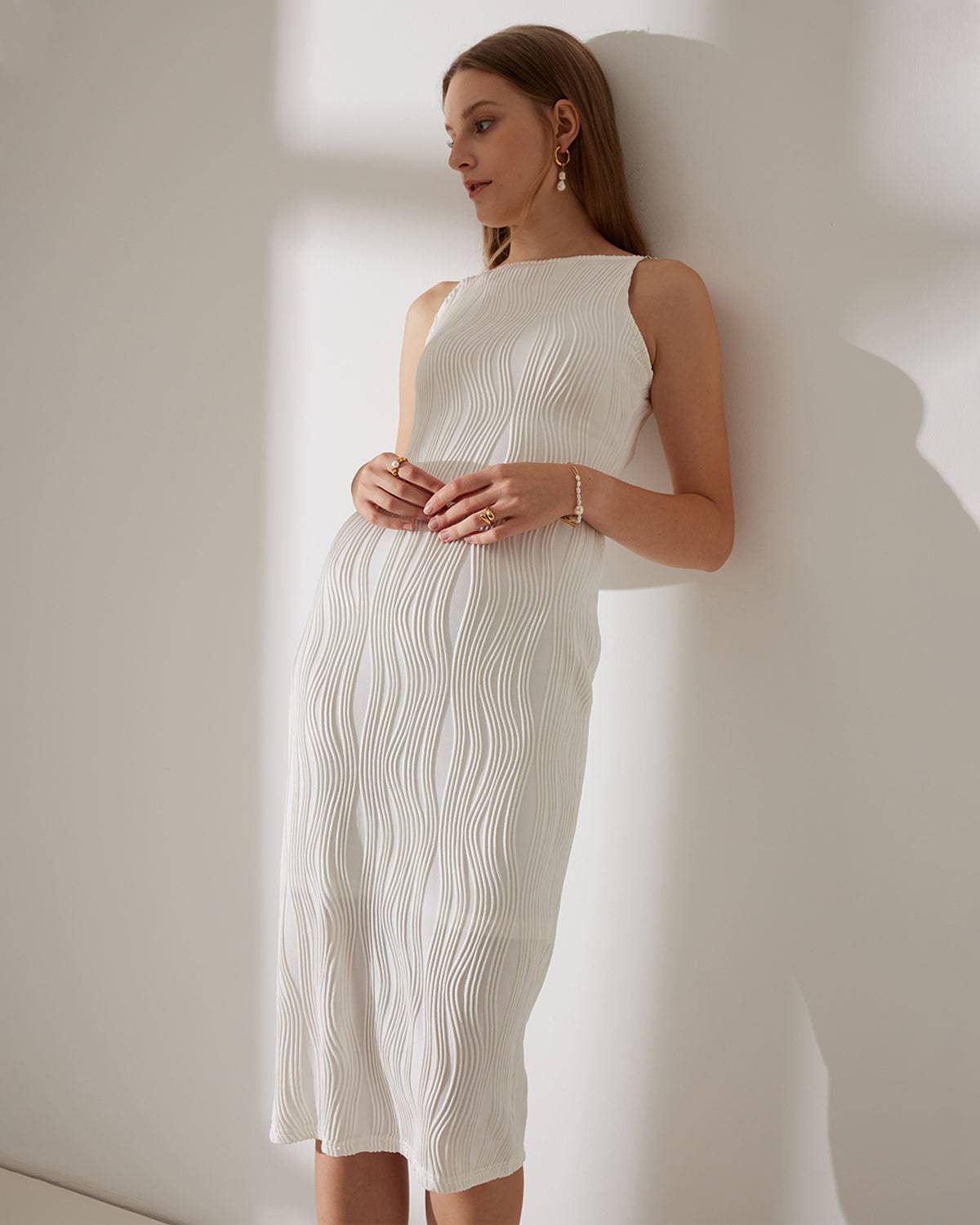 Lara - Vestido blanco de cuello ancho