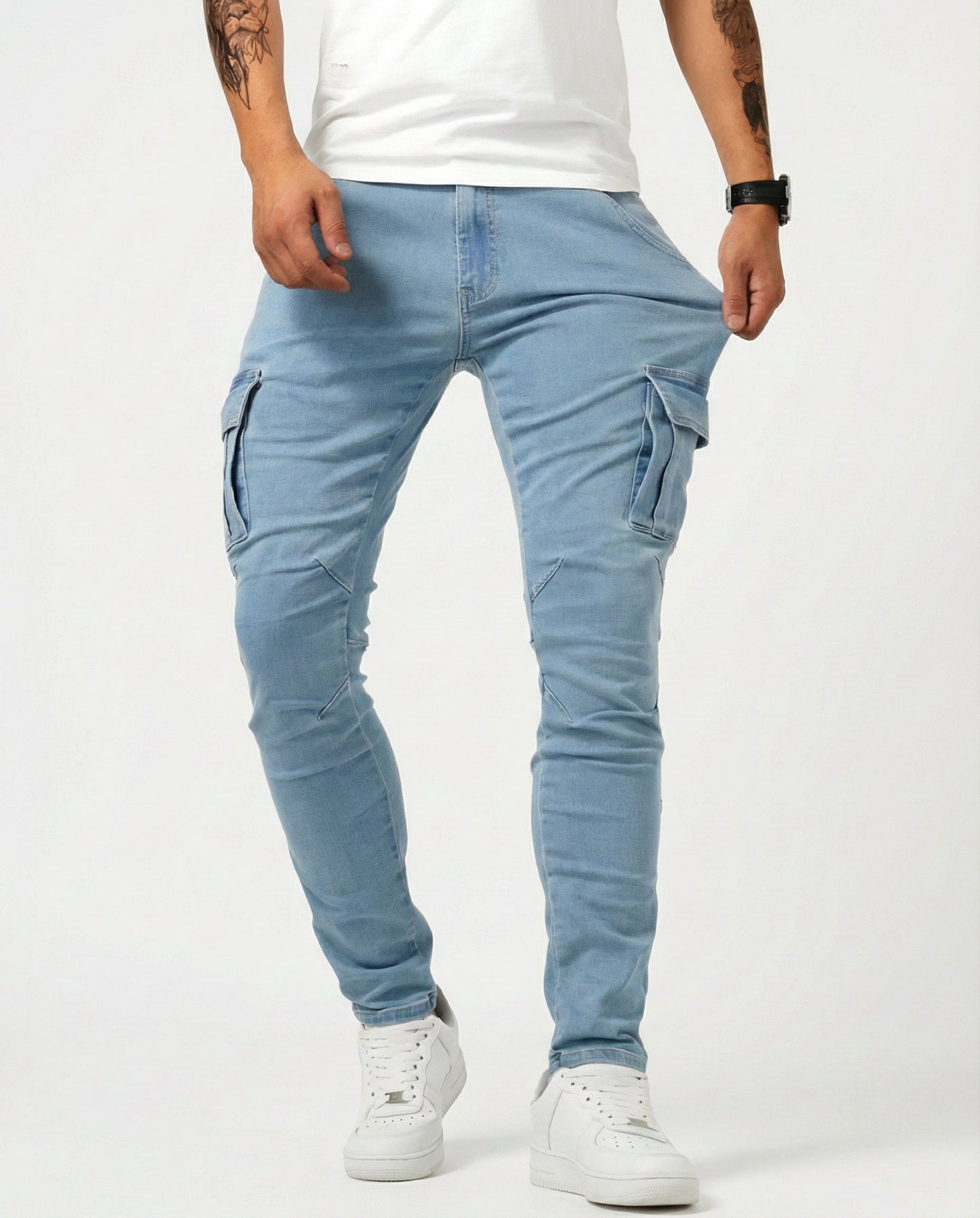 Rober | Pantaloni cargo elasticizzati blu