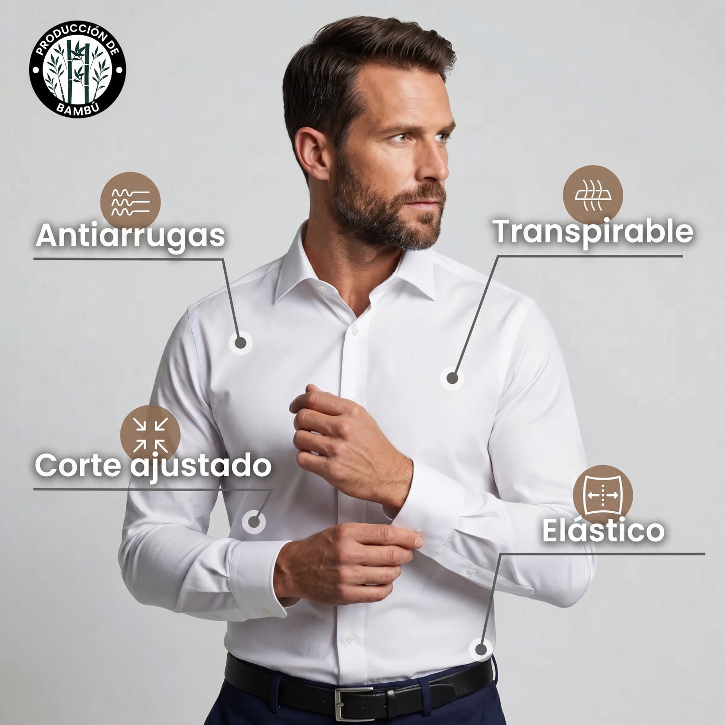 Camicia senza pieghe dal taglio aderente
