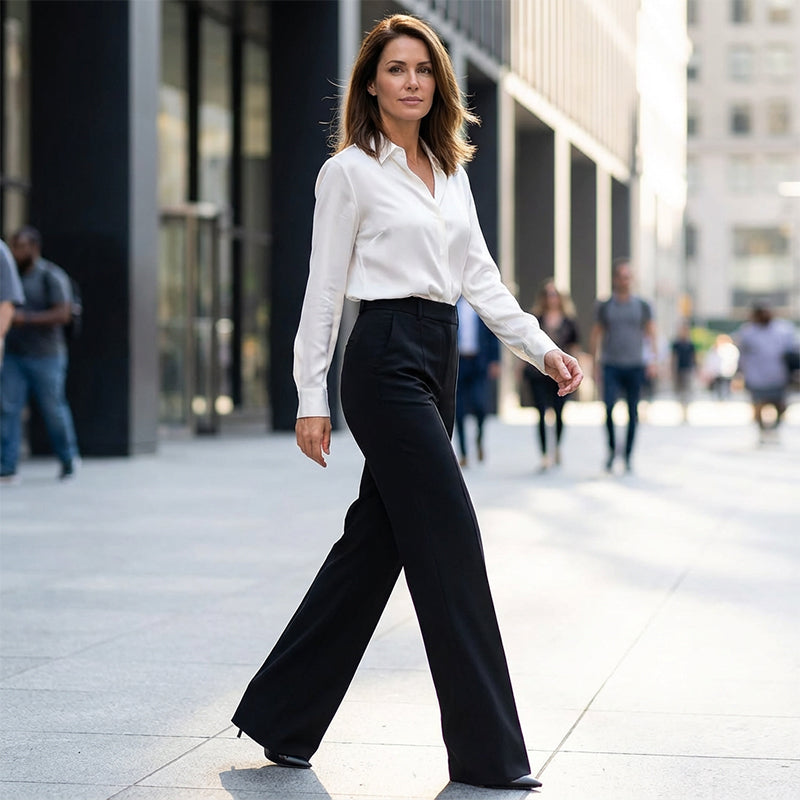 Talya - Pantaloni da tailleur da donna a vita alta